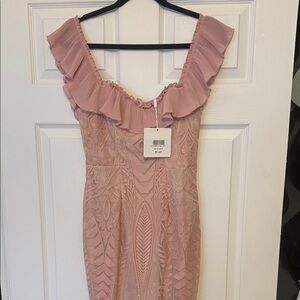 Selfie Leslie Blush Pink Mini Dress with Ruffle Detail